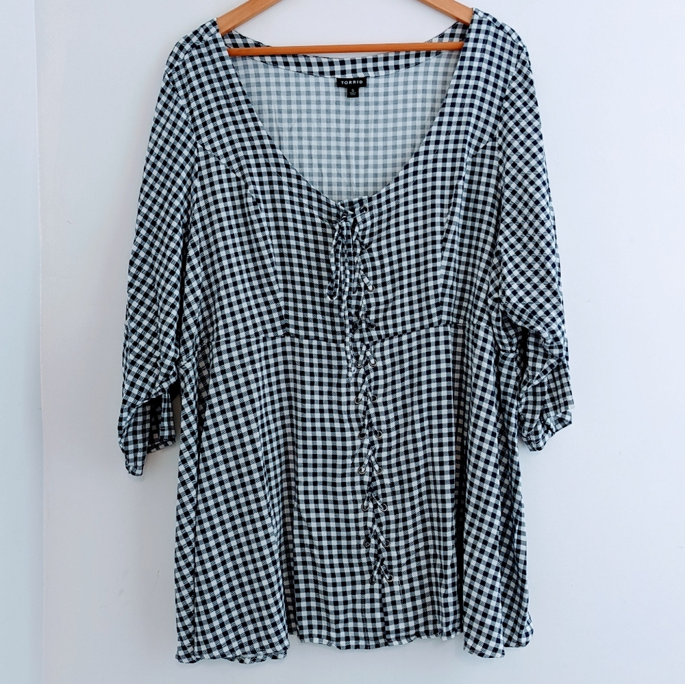 Torrid Blue Gingham Babydoll Tunic Size 5